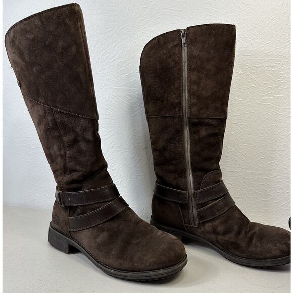 The North Face 620179 Dark. Brown Suede Tall Side Zip Strap Boots Women's US 7 - Picture 2 of 10